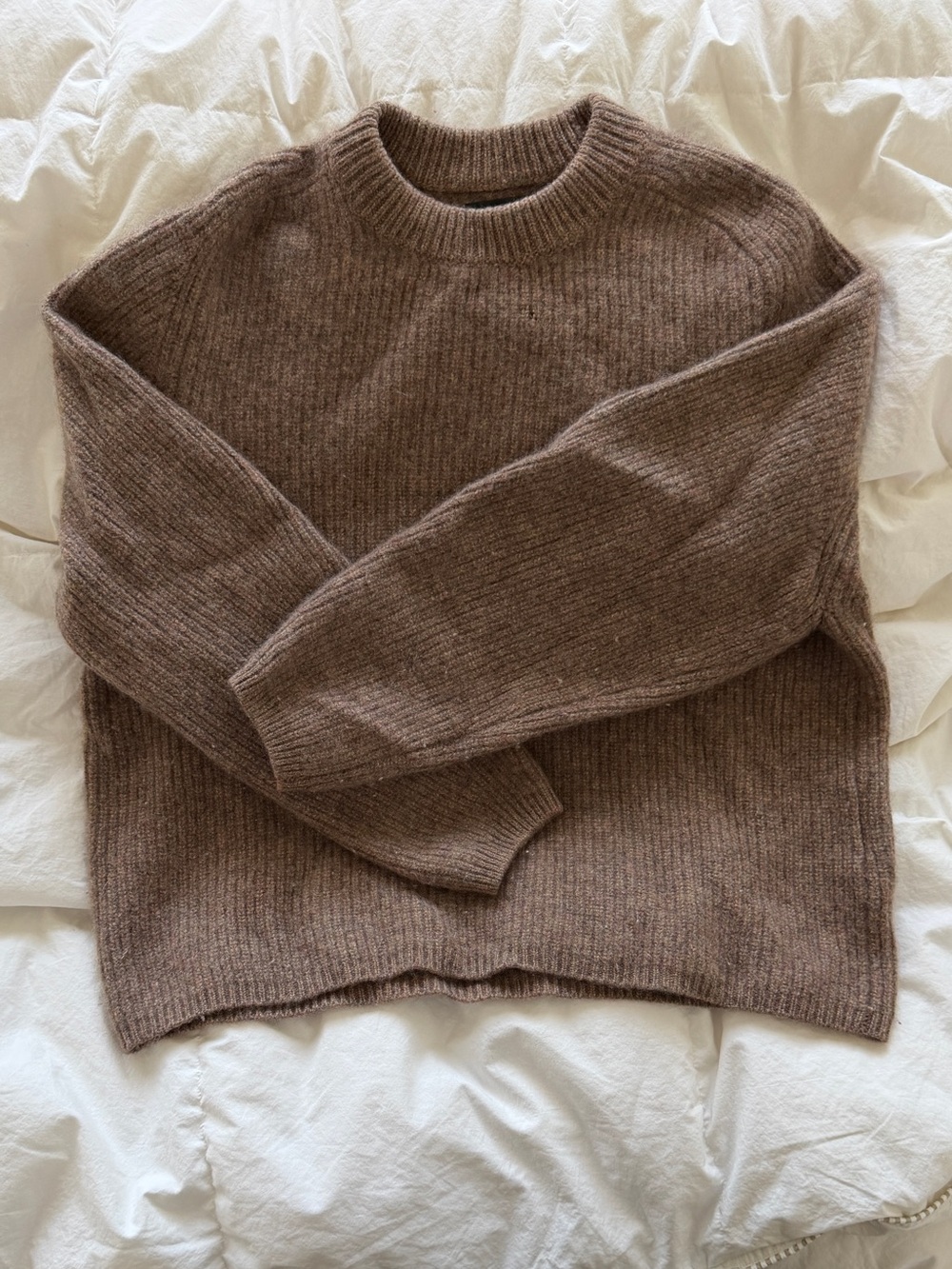 NAADAM Cashmere Ribbed Mockneck Sweater in Marled Brown - Size Medium
